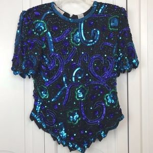 Lawrence Kazar sequin/silk top